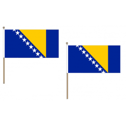 Bosnia and Herzegovina Fabric National Hand Waving Flag  - United Flags And Flagstaffs