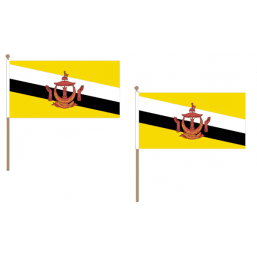 Brunei Fabric National Hand Waving Flag  - United Flags And Flagstaffs