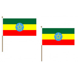 Ethiopia Fabric National Hand Waving Flag Flags - United Flags And Flagstaffs