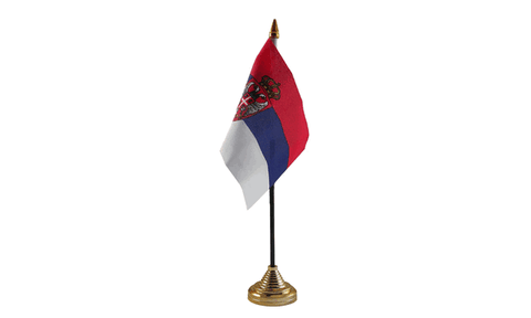 Serbia Crest Table Flag Flags - United Flags And Flagstaffs